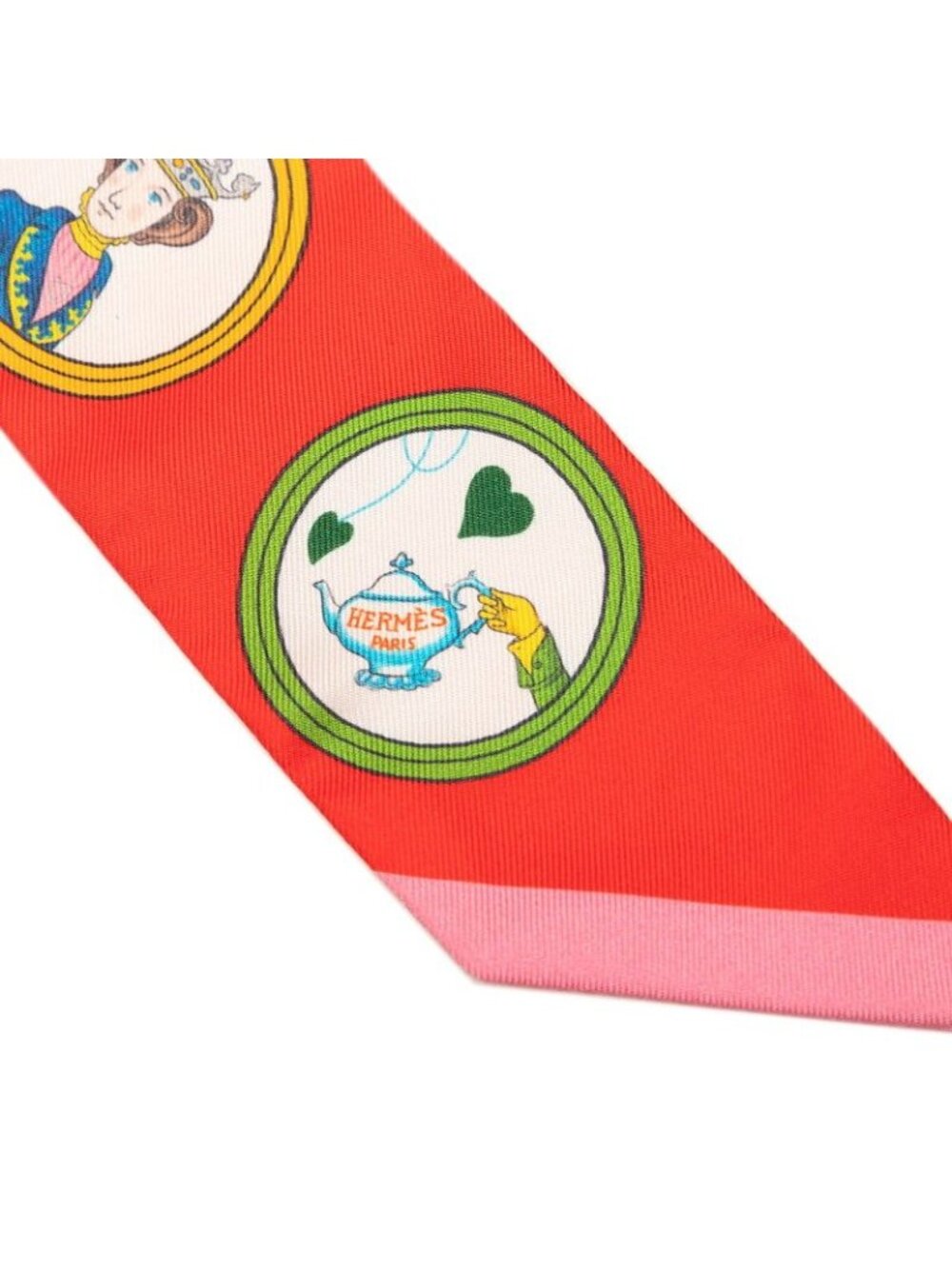 Hermes Twilly Tea Time Scarf Red Multicolor Silk - Picture 2 of 6